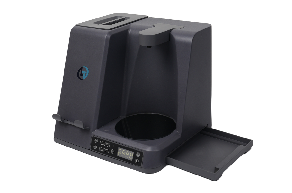 BrewBase with its hot water dispenser, charging area and extended mug tray